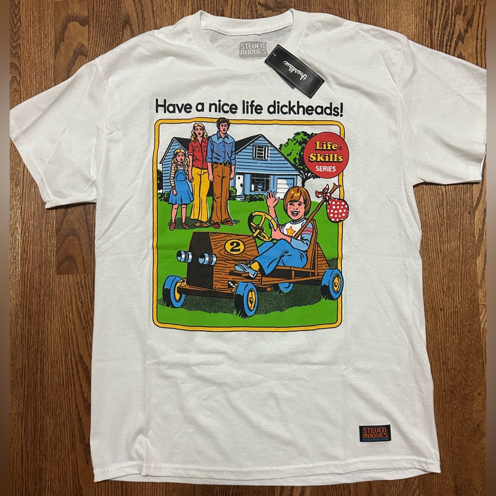 Funny humorous t shirt Have A Nice Life Di#%heads Retro Vintage 70’s look L